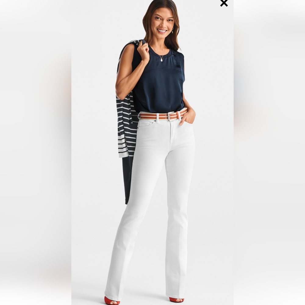 Cabi Size 6 High Slim White jeans distressed ripped look new without tags